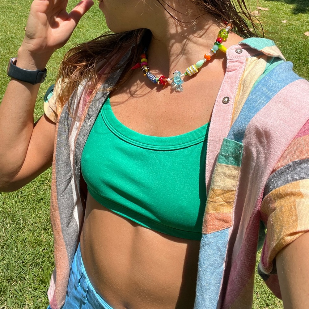 Billabong x Sincerely Jules Colorful Striped Button-Up Shirt